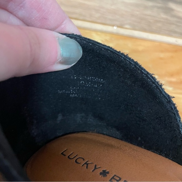 Lucky Brand Raheema Heeled Sandal Black leather Dorsay block heel US Women's 10M - Picture 5 of 8